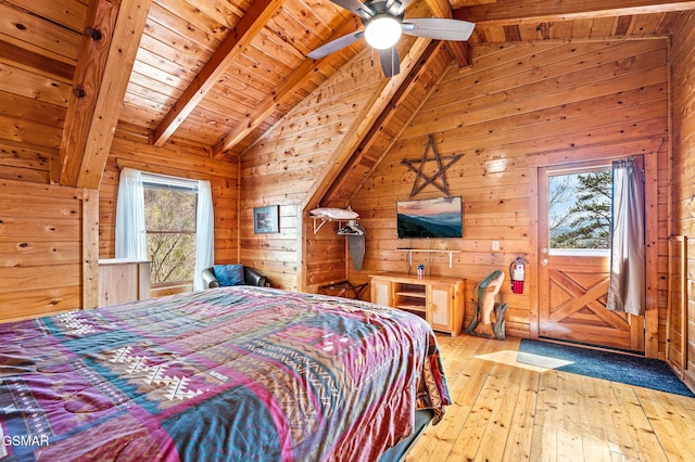 2251 Upper Middle Creek Rd Unit 8, Sevierville, TN 37876 - bedroom featuring wooden ceiling, wooden walls, and hardwood / wood-style floors