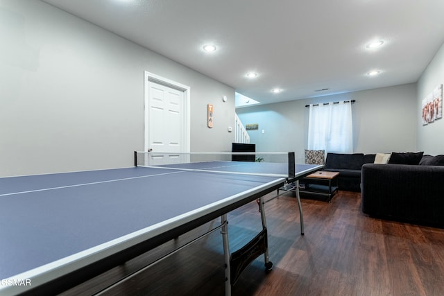 game room featuring dark hardwood / wood-style flooring