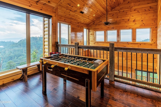 1854 Billard Way, Sevierville, TN 37876 - rec room featuring lofted ceiling, wood ceiling, and hardwood / wood-style floors