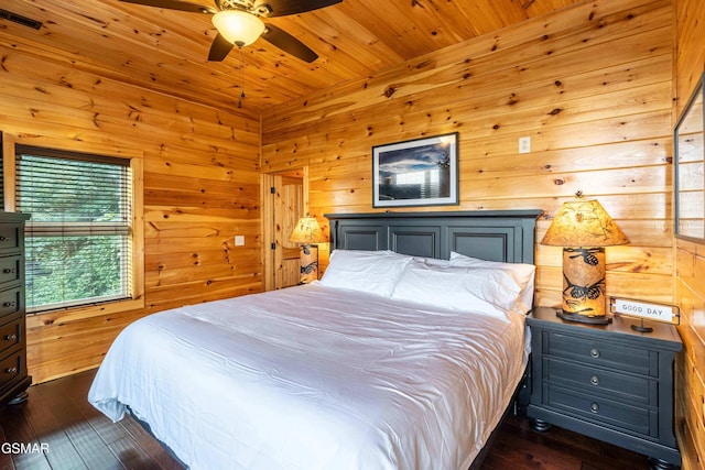 1854 Billard Way, Sevierville, TN 37876 - bedroom featuring dark wood-type flooring, wood walls, and wooden ceiling