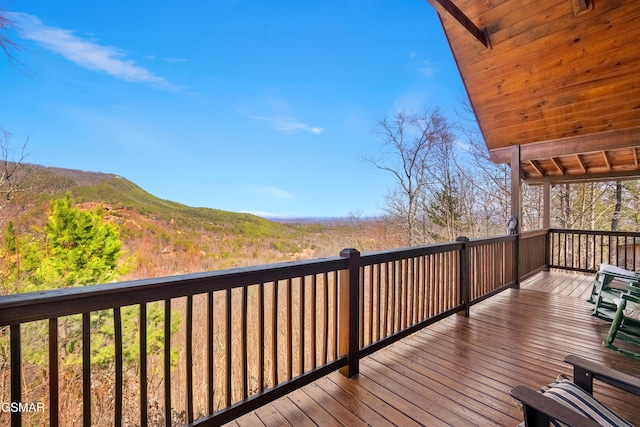 deck featuring a mountain view