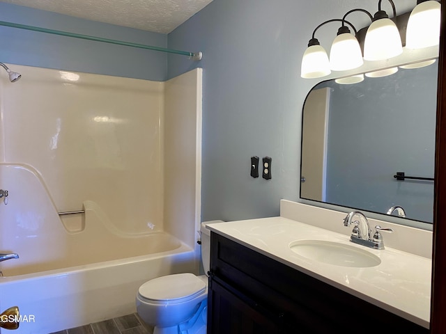 188 Riviera Dr, Newport, TN 37821 - full bathroom with toilet, a textured ceiling, vanity, wood finished floors, and shower / bathtub combination