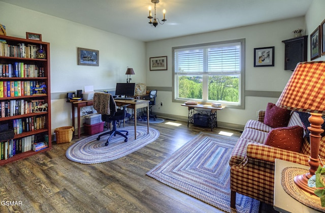 2045 Kings View Loop, Seymour, TN 37865 - office with wood finished floors and a chandelier