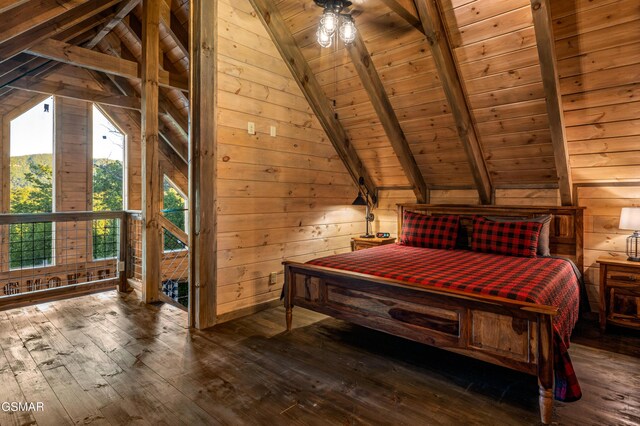 1606 Dove Wing Way, Sevierville, TN 37862 - bedroom with wooden ceiling, hardwood / wood-style flooring, and wooden walls