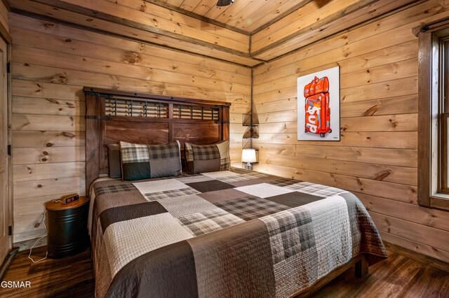 1606 Dove Wing Way, Sevierville, TN 37862 - bedroom featuring wood finished floors, wood walls, and wooden ceiling