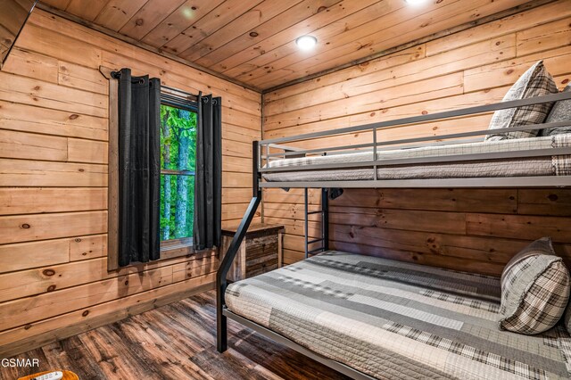1606 Dove Wing Way, Sevierville, TN 37862 - bedroom featuring wooden walls, wood finished floors, recessed lighting, and wooden ceiling