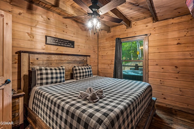 1606 Dove Wing Way, Sevierville, TN 37862 - bedroom with a wooden ceiling with exposed beams and wood walls