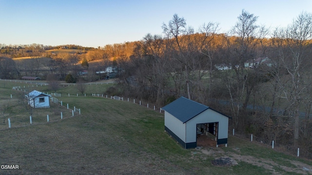 bird's eye view with a rural view