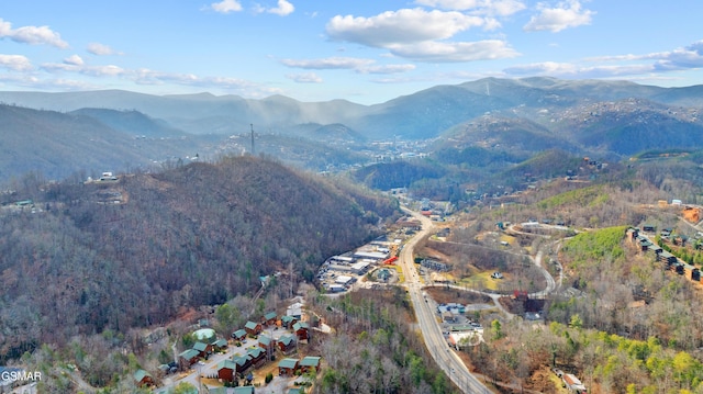 drone / aerial view with a mountain view