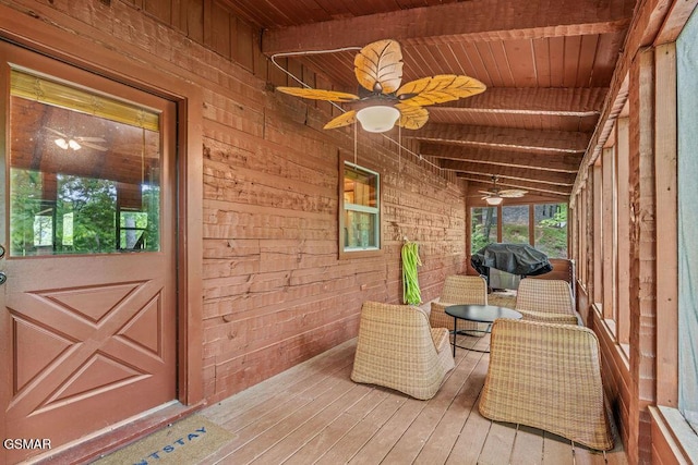 4372 Boogertown Rd Unit 1, Sevierville, TN 37876 - wooden terrace with grilling area and a ceiling fan