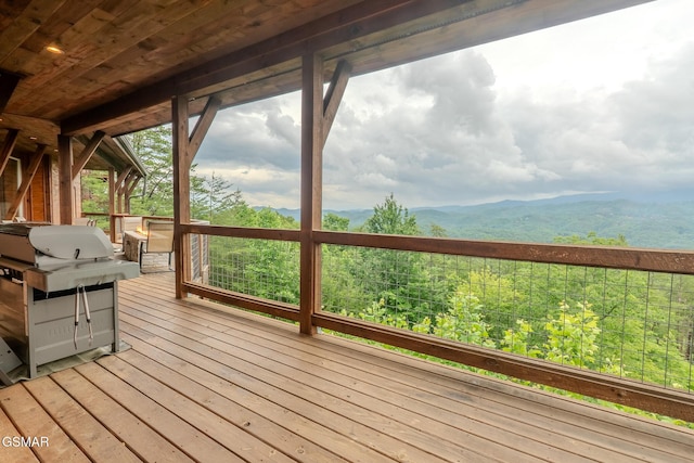 2414 Hackberry Dr, Sevierville, TN 37862 - wooden deck featuring a mountain view and a grill