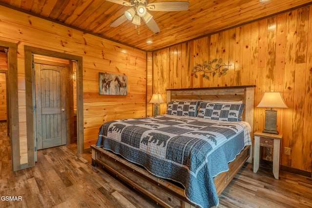 2414 Hackberry Dr, Sevierville, TN 37862 - bedroom with wood finished floors, wooden ceiling, and wooden walls