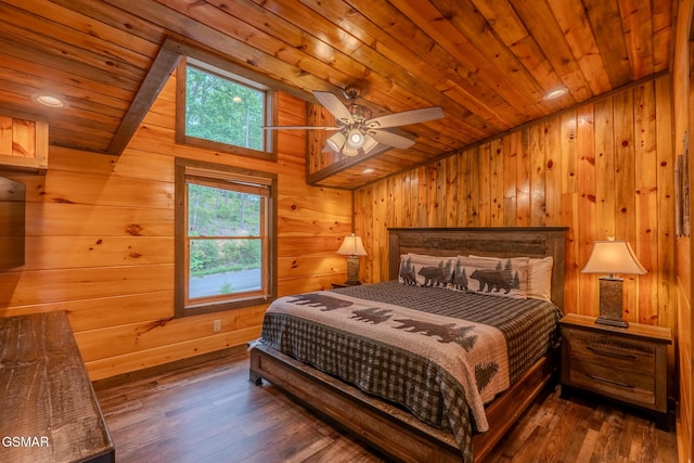 2414 Hackberry Dr, Sevierville, TN 37862 - bedroom featuring lofted ceiling, wooden walls, wood finished floors, and wooden ceiling
