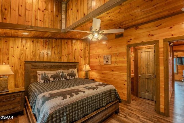 2414 Hackberry Dr, Sevierville, TN 37862 - bedroom with wooden walls, wood finished floors, and wooden ceiling