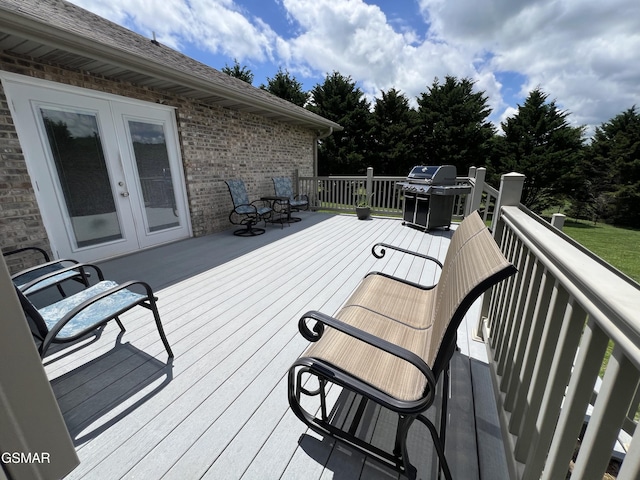 1018 Southwind Cir, Dandridge, TN 37725 - wooden terrace featuring french doors and area for grilling