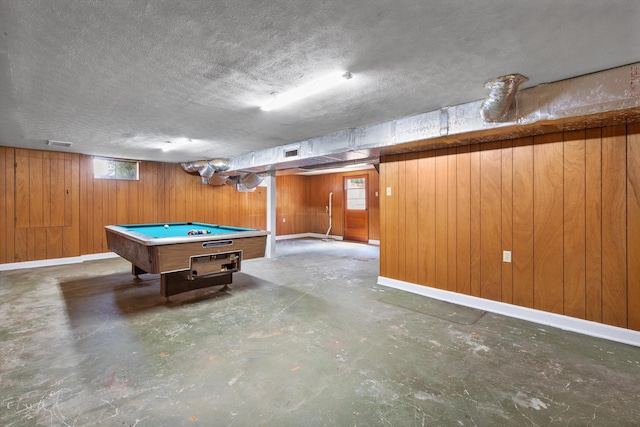 game room featuring wood walls and billiards