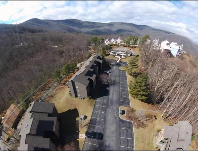 drone / aerial view with a mountain view