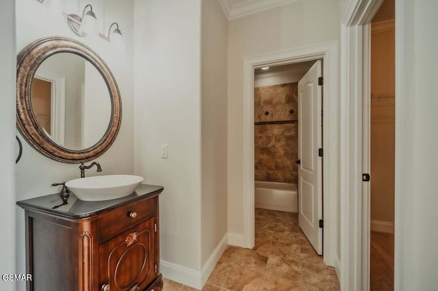 118 Luxury Ln, Dandridge, TN 37725 - full bath with baseboards, vanity, ornamental molding, and a spacious closet