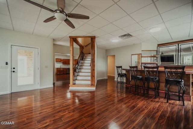 118 Luxury Ln, Dandridge, TN 37725 - kitchen featuring wood finished floors, a ceiling fan, baseboards, and a drop ceiling