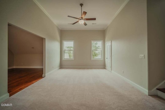 118 Luxury Ln, Dandridge, TN 37725 - spare room with carpet, crown molding, a ceiling fan, and baseboards