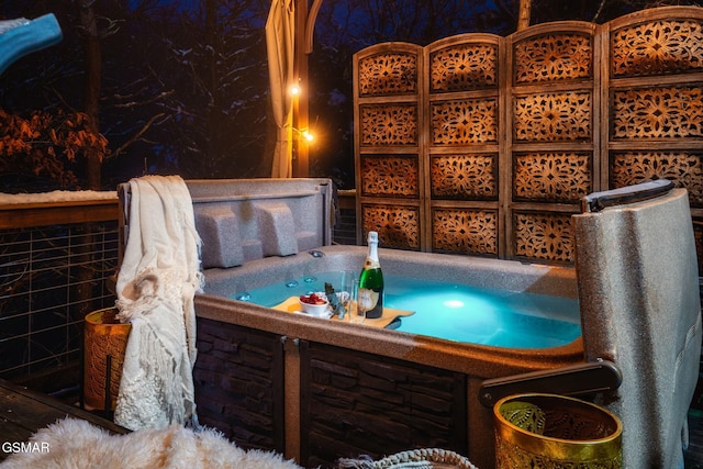 exterior space with an indoor hot tub