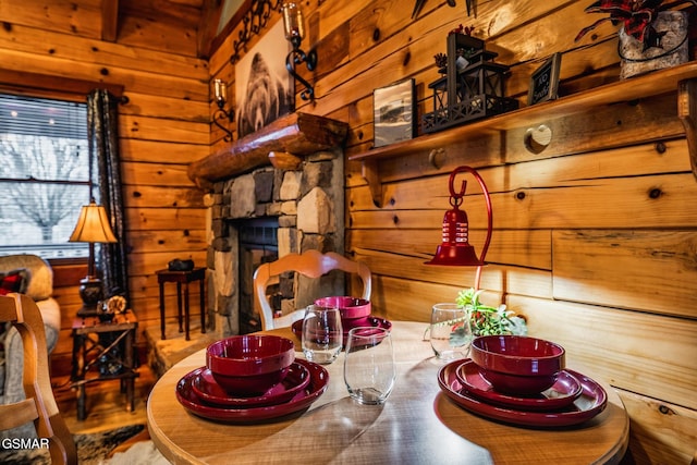 interior space with wooden walls