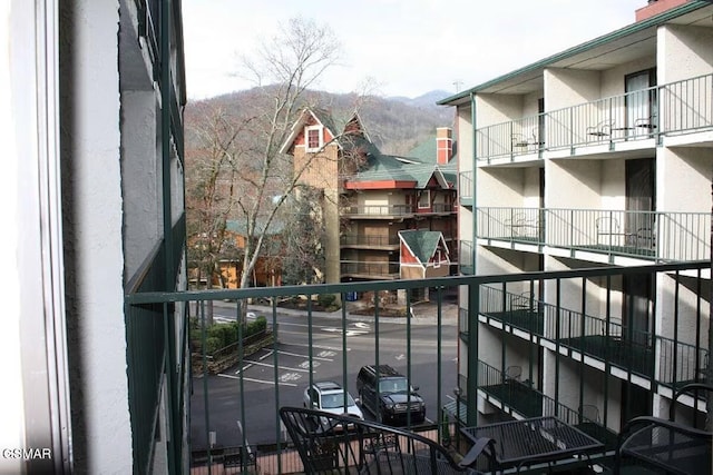 balcony with a mountain view