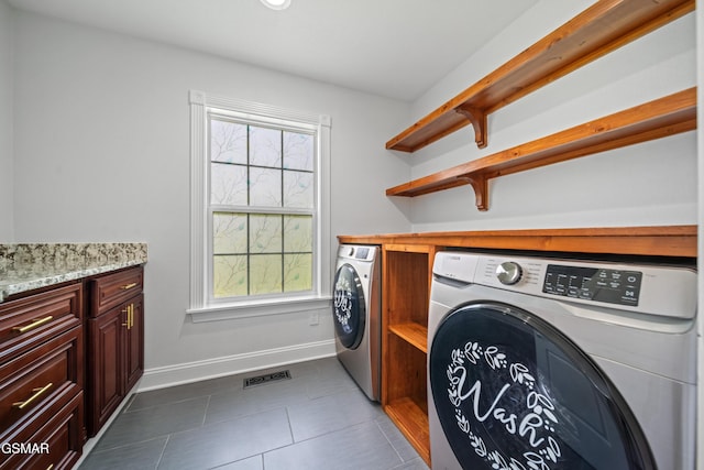 412 Apple Valley Rd, Sevierville, TN 37862 - laundry area featuring washer and dryer and dark tile patterned flooring