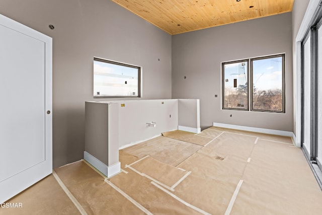 laundry room featuring wood ceiling