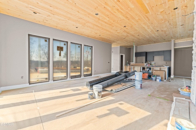 interior space with wood ceiling