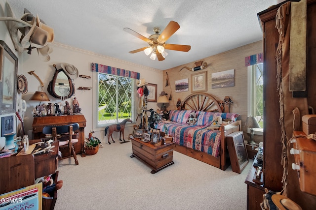 1505 Canterbury Ln, Sevierville, TN 37862 - bedroom featuring carpet flooring, a textured ceiling, and ceiling fan