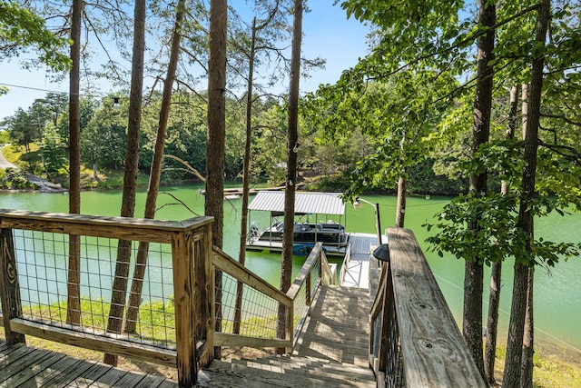 dock area featuring a water view