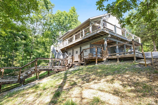 view of front of home with a wooden deck