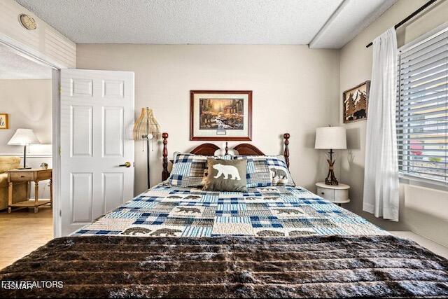 102 Baskins Creek Byp Unit 104, Gatlinburg, TN 37738 - bedroom featuring wood finished floors and a textured ceiling