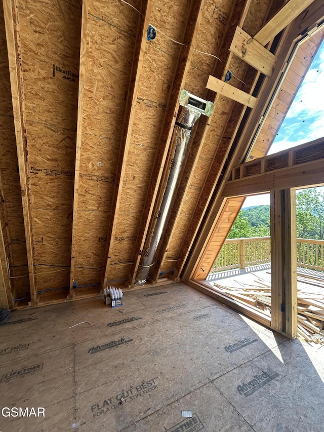 view of unfinished attic
