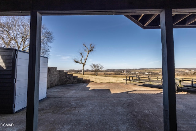 view of patio featuring a rural view