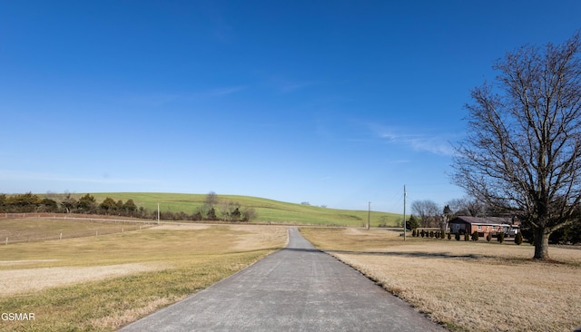 view of street with a rural view