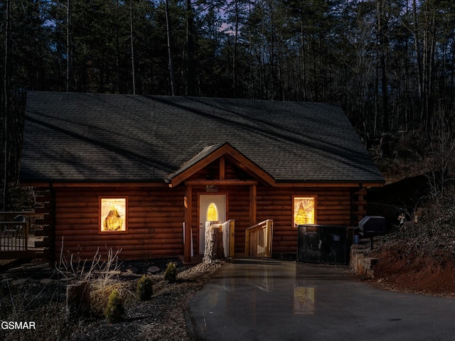 view of log-style house