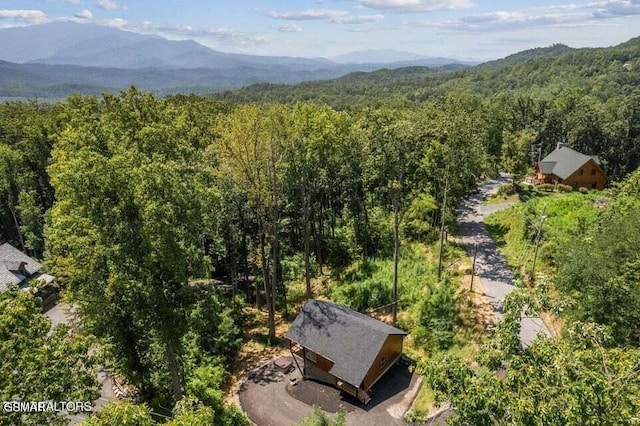 aerial view featuring a mountain view