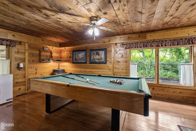 3114 Hatcher Top Rd, Sevierville, TN 37862 - rec room with wooden ceiling, billiards, healthy amount of natural light, hardwood / wood-style flooring, and wood walls