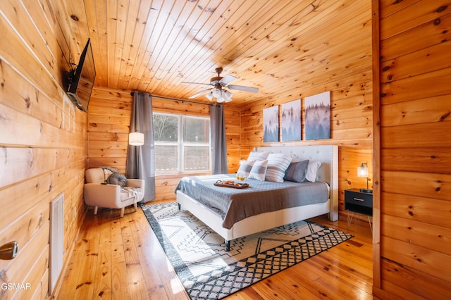 410 Oak Sky Way, Sevierville, TN 37876 - bedroom featuring hardwood / wood-style floors, wooden walls, and wood ceiling