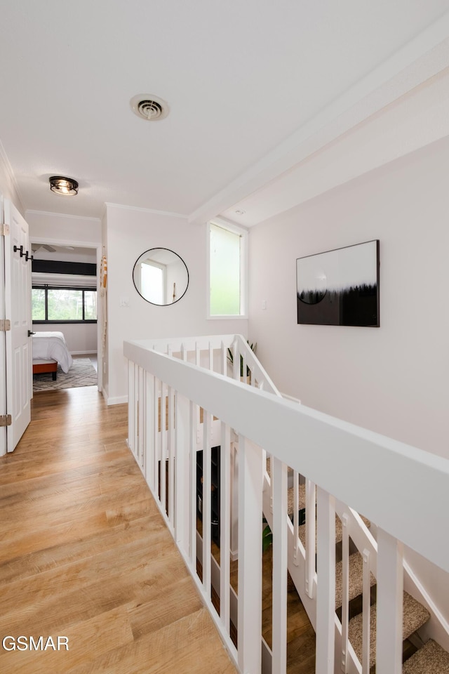 hallway with visible vents and light wood-type flooring