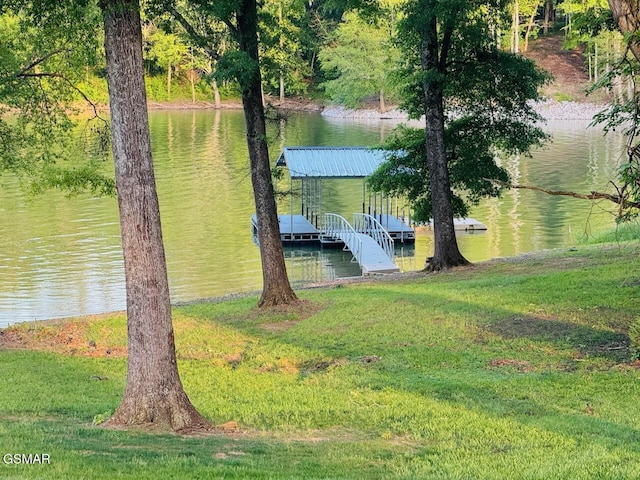 708 Lakeside Ct, Dandridge, TN 37725 - dock with a water view and a yard