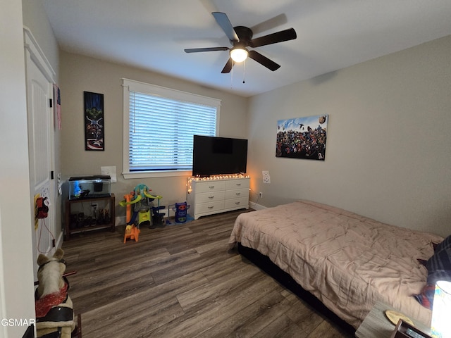 708 Lakeside Ct, Dandridge, TN 37725 - bedroom featuring dark wood-style floors and a ceiling fan