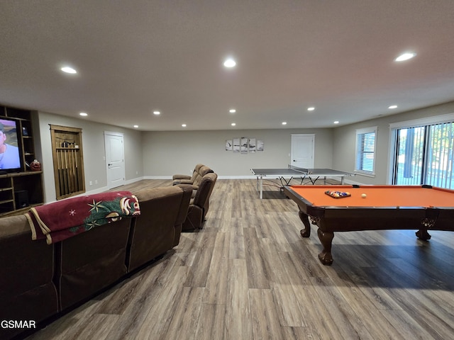 708 Lakeside Ct, Dandridge, TN 37725 - rec room with wood finished floors, recessed lighting, baseboards, and billiards