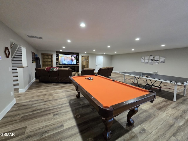 708 Lakeside Ct, Dandridge, TN 37725 - rec room with baseboards, wood finished floors, recessed lighting, and billiards