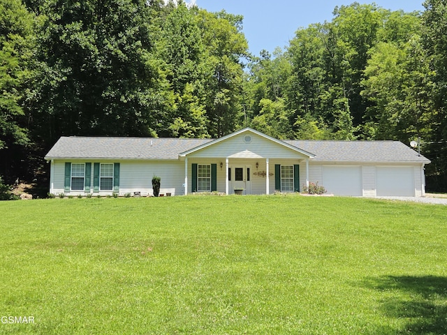 2865/2869 Happy Hollow Rd, Sevierville, TN 37862 - ranch-style house featuring covered porch, a front lawn, a garage, and driveway