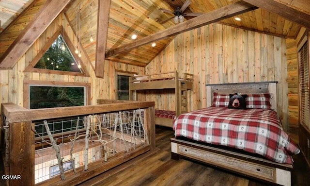 2716 Dayne Dr, Sevierville, TN 37862 - bedroom featuring wooden ceiling, wooden walls, and wood finished floors
