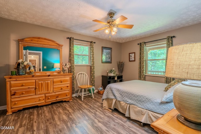 3078 Winding Way, Cosby, TN 37722 - bedroom with wood finished floors, a ceiling fan, and a textured ceiling