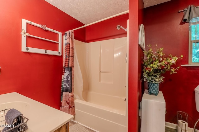 3078 Winding Way, Cosby, TN 37722 - full bathroom with shower / bath combo, vanity, and a textured ceiling